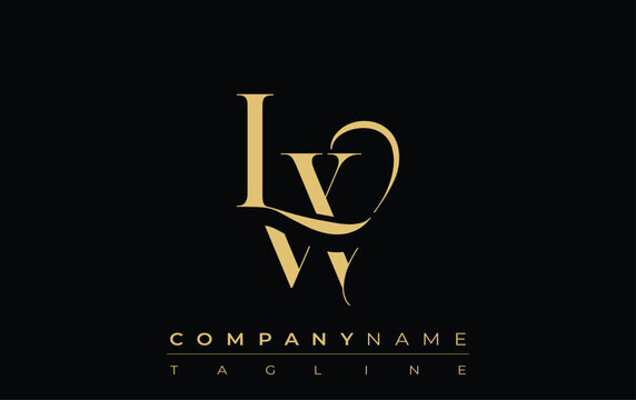 LW Abstract Creative Jewelry Logo. A stylish logo featuring golden monogram initials in an elegant and modern typography, perfect for branding