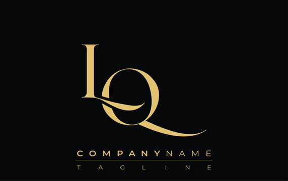 LQ Abstract Creative Jewelry Logo. A stylish logo featuring golden monogram initials in an elegant and modern typography, perfect for branding