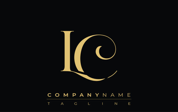LC Abstract Creative Jewelry Logo. A stylish logo featuring golden monogram initials in an elegant and modern typography, perfect for branding