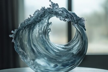 Poster - Captivating slow motion of a stunning wave object creating a dynamic visual experience indoors, Fantastic with wave object in slow motion