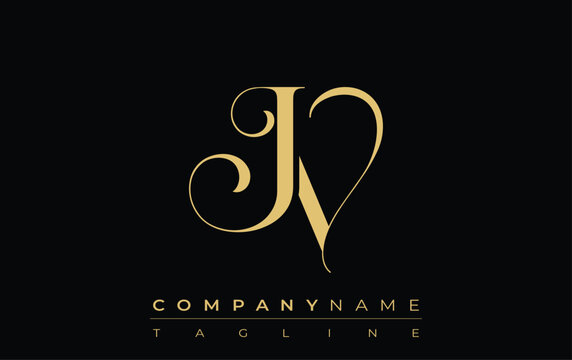 JV Abstract Creative Jewelry Logo. A stylish logo featuring golden monogram initials in an elegant and modern typography, perfect for branding