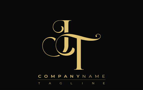 JT Abstract Creative Jewelry Logo. A stylish logo featuring golden monogram initials in an elegant and modern typography, perfect for branding