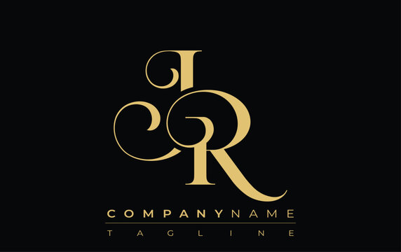 JR Abstract Creative Jewelry Logo. A stylish logo featuring golden monogram initials in an elegant and modern typography, perfect for branding