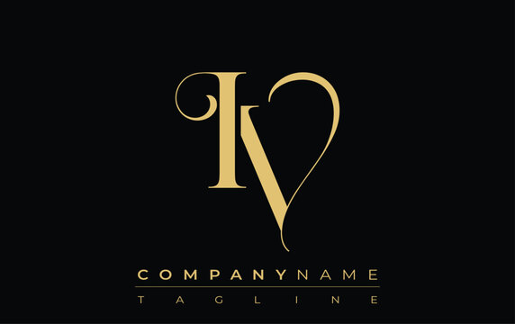 IV Abstract Creative Jewelry Logo. A stylish logo featuring golden monogram initials in an elegant and modern typography, perfect for branding
