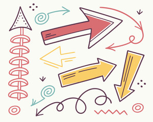 Fototapete - The collection includes hand drawn flat icons of colorful lines, which can be straight or curly, and are accompanied by directional points, springs, and other symbols