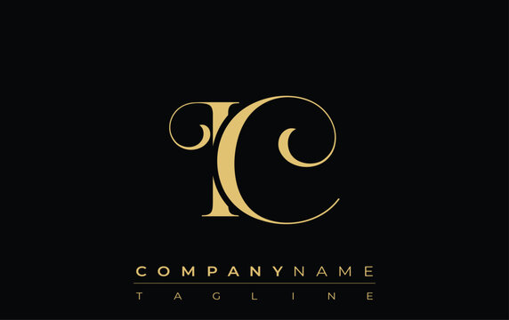 IC Abstract Creative Jewelry Logo. A stylish logo featuring golden monogram initials in an elegant and modern typography, perfect for branding