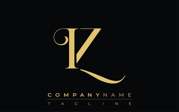 IZ Abstract Creative Jewelry Logo. A stylish logo featuring golden monogram initials in an elegant and modern typography, perfect for branding