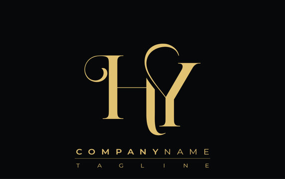 HY Abstract Creative Jewelry Logo. A stylish logo featuring golden monogram initials in an elegant and modern typography, perfect for branding