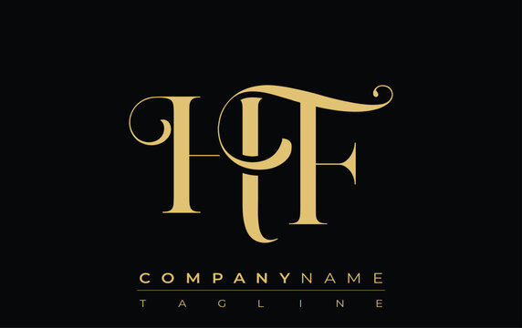 HF Abstract Creative Jewelry Logo. A stylish logo featuring golden monogram initials in an elegant and modern typography, perfect for branding
