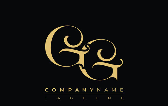 GG Abstract Creative Jewelry Logo. A stylish logo featuring golden monogram initials in an elegant and modern typography, perfect for branding