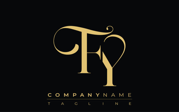 FY Abstract Creative Jewelry Logo. A stylish logo featuring golden monogram initials in an elegant and modern typography, perfect for branding