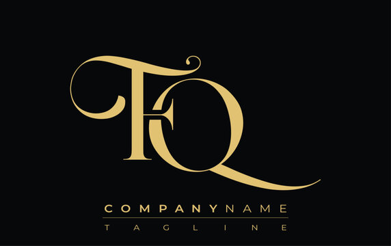 FQ Abstract Creative Jewelry Logo. A stylish logo featuring golden monogram initials in an elegant and modern typography, perfect for branding