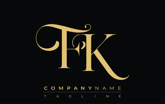 FK Abstract Creative Jewelry Logo. A stylish logo featuring golden monogram initials in an elegant and modern typography, perfect for branding