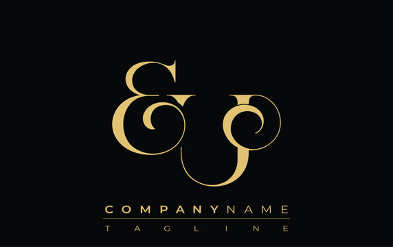 EU Abstract Creative Jewelry Logo. A stylish logo featuring golden monogram initials in an elegant and modern typography, perfect for branding