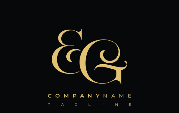 EG Abstract Creative Jewelry Logo. A stylish logo featuring golden monogram initials in an elegant and modern typography, perfect for branding