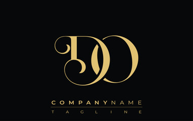 Poster - DO Abstract Creative Jewelry Logo. A stylish logo featuring golden monogram initials in an elegant and modern typography, perfect for branding