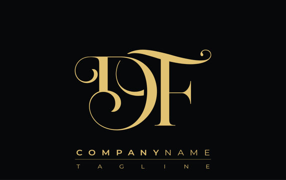 DF Abstract Creative Jewelry Logo. A stylish logo featuring golden monogram initials in an elegant and modern typography, perfect for branding