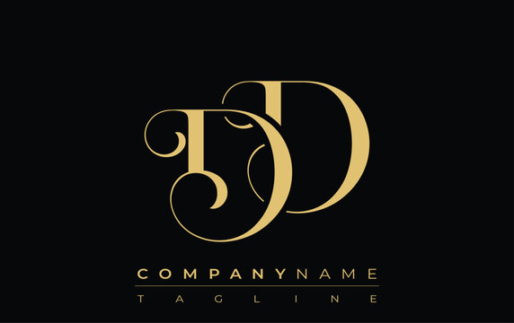 DD Abstract Creative Jewelry Logo. A stylish logo featuring golden monogram initials in an elegant and modern typography, perfect for branding