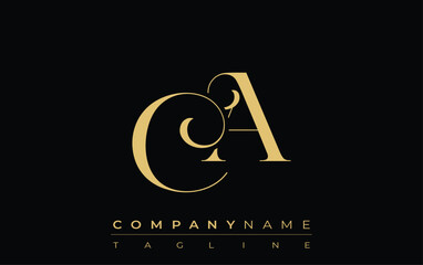 Poster - CA Abstract Creative Jewelry Logo. A stylish logo featuring golden monogram initials in an elegant and modern typography, perfect for branding