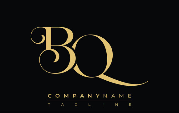 BQ Abstract Creative Jewelry Logo. A stylish logo featuring golden monogram initials in an elegant and modern typography, perfect for branding