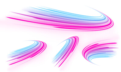 Fototapete - Abstract high-speed motion: colorful data stripes, expressway headlights, and city light trails with a glowing wake effect, ideal for fast-paced, technology and cyberpunk designs in PNG.	