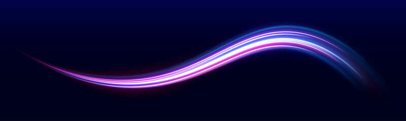 Fototapete - Speed connection vector background. Neon color glowing lines background, high-speed light trails effect. Trendy geometric neon collage for speed movement.	