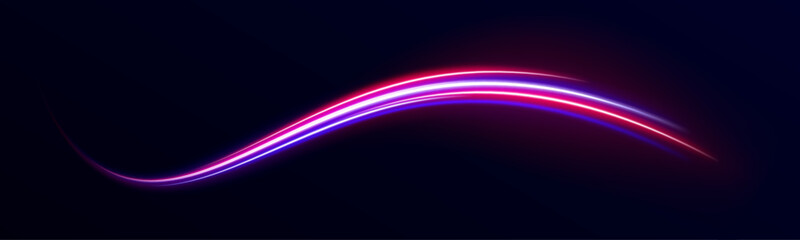 Fototapete - Speed connection vector background. Neon color glowing lines background, high-speed light trails effect. Trendy geometric neon collage for speed movement.	