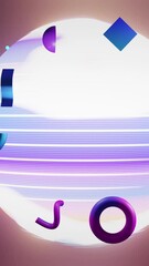 Poster - Animation of abstract 3d shapes and sphere over dark background