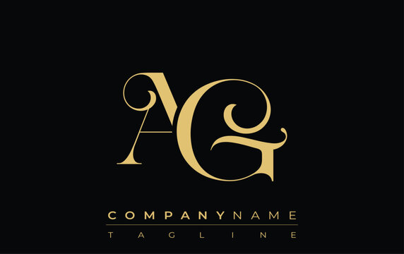 AG Abstract Creative Jewelry Logo. A stylish logo featuring golden monogram initials in an elegant and modern typography, perfect for branding