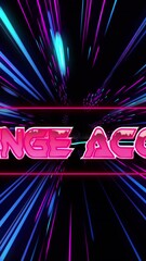 Poster - Animation of challenge accepted over pink and blue neon light trails