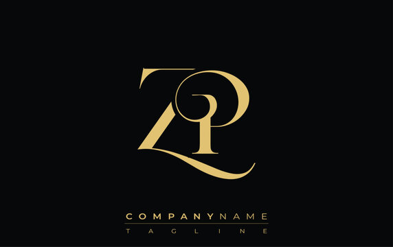 ZP Abstract Creative Jewelry Logo. A stylish logo featuring golden monogram initials in an elegant and modern typography, perfect for branding