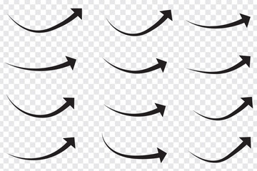 Poster - Curved arrows set. Curved arrow icons. Arrow symbol collection. Curved Arrow Vector Set Modern right Directional Icons on transparent background. Eps 10