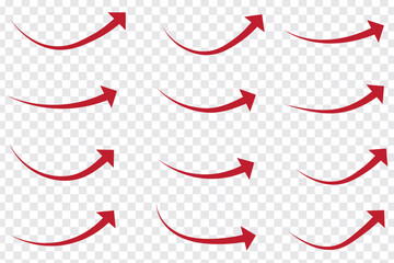 Poster - Curved arrows set. Curved arrow icons. Arrow symbol collection. Curved Arrow Vector Set Modern right Directional Icons on transparent background. Eps 10