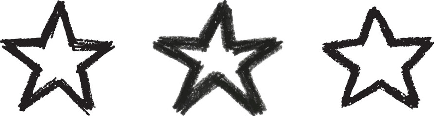 Poster - Three hand drawn stars with a textured chalk or crayon effect are displayed in a horizontal line against a clean white background
