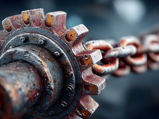 Wall Mural - gears with chain mechanical components.