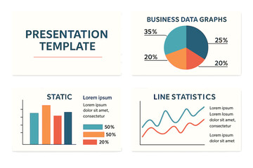 Poster - The design of presentation templates includes business data graphs and vector financial and marketing charts