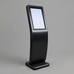 Poster - Modern black digital kiosk with blank screen isolated on white background