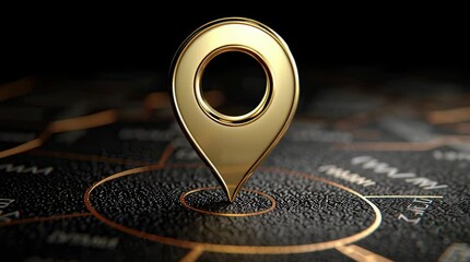 Poster - Golden Location Pin on Dark Map