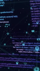 Poster - Animation of networks of connections, data processing and ai icons