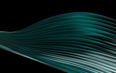 Fototapete - Dynamic Curved Turquoise Ribbons Creating Elegant Motion Graphics - Contemporary Art Wallpaper