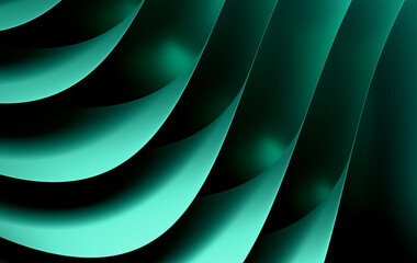 Fototapete - Elegant Teal 3D Abstract Background - Flowing Curved Layers with Green Gradient and Contemporary Minimalist Design Elements
