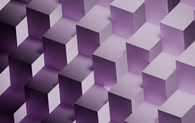 Fototapete - Contemporary Violet 3D Blocks Background - Geometric Purple Cubes with Depth and Shadow Effects for Modern Design Applications