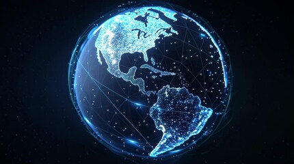 Poster - Rotating Digital Globe with Glowing Connections