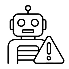 Poster - AI robot assistant warning alert signal with exclamation mark icon  