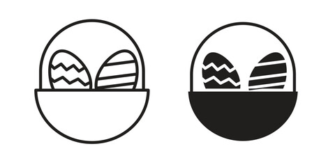 Fototapete - Easter eggs icon Black and White Vector Graphic