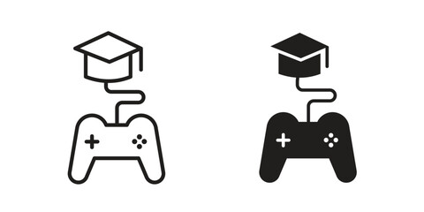 Fototapete - Game based learning icon Black and White Vector Graphic