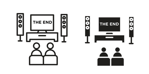 Fototapete - Home cinema icon Black and White Vector Graphic