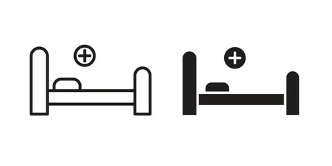 Fototapete - Hospital bed icon Black and White Vector Graphic