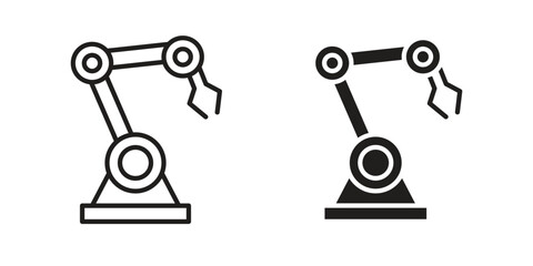Fototapete - Industrial robot icon Black and White Vector Graphic