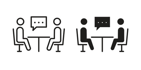 Fototapete - Job interview icon Black and White Vector Graphic
